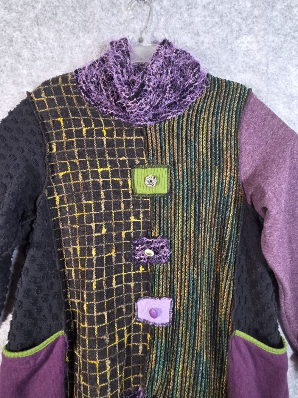 Hand Jive Wearable Art Patchwork Jacket Lagenlook Boho Avant Garde Size Large - Picture 3 of 9